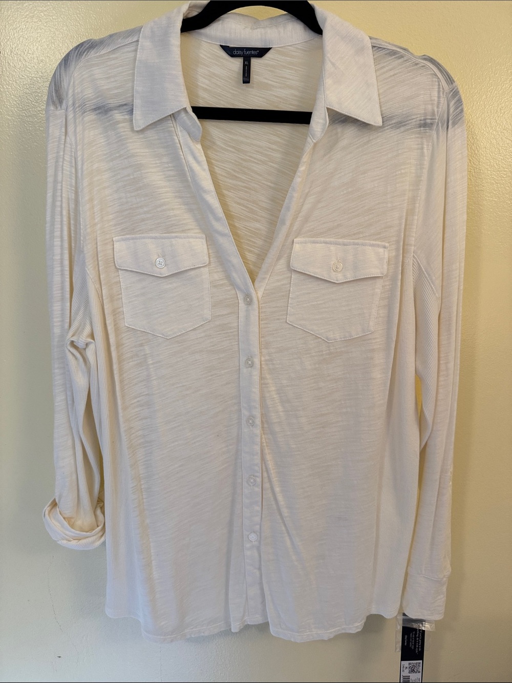 Cozy Chic Daisy Fuentes Women's Button-Front Shirt in Off-White